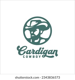 cardigan cowboy logo design vector