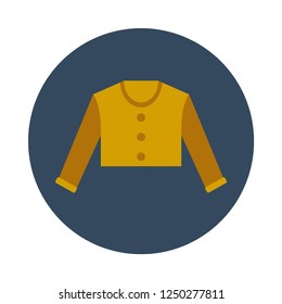 Cardigan flat icon. You can be used cardigan icon for several purposes like: websites, UI, UX, print templates, presentation templates, promotional materials, info-graphics, web and mobile phone apps.
