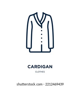 cardigan icon from clothes collection. Thin linear cardigan, fashion, garment outline icon isolated on white background. Line vector cardigan sign, symbol for web and mobile