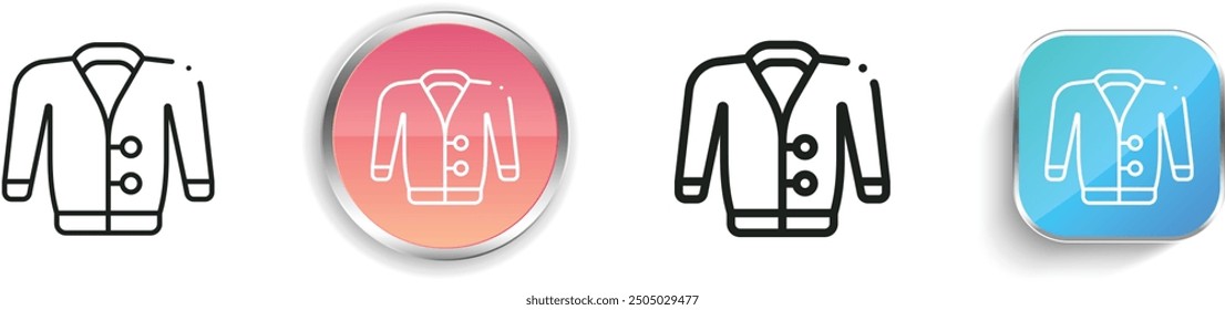 cardigan icon. Thin Linear, Regular and Button Style Design Isolated On White Background