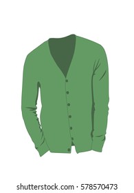 Cardigan for men green realistic vector illustration isolated