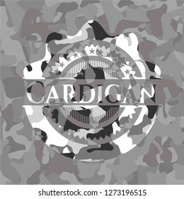 Cardigan on grey camouflaged pattern