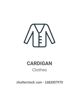 Cardigan outline vector icon. Thin line black cardigan icon, flat vector simple element illustration from editable clothes concept isolated stroke on white background