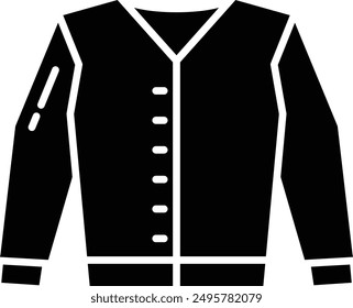 Cardigan solid glyph vector illustration