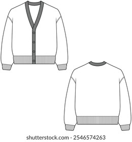 Cardigan Sweater jacket design. Cardigan Sweater mockup	
