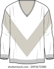 CARDIGAN SWEATER V NECK FLAT SKETCH VECTOR