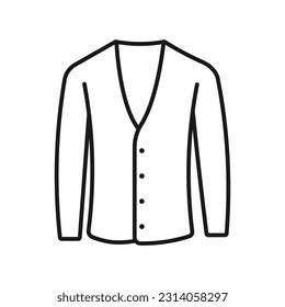 Cardigan vector icon. Thin line black cardigan icon.