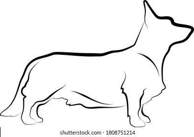 Cardigan Welsh Corgi Dog Silhouette Vector Illustration