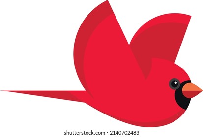 Cardinal bird cartoon style. Vector illustration on a white background