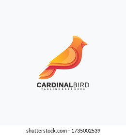 Cardinal Bird in Colorful Gradient Style. Vector Logo Illustration 