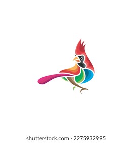 Cardinal Bird Colorful Illustration Vector Stock