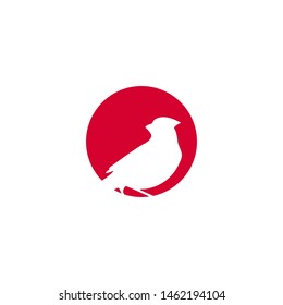 Cardinal Bird Cricle Vector Logo Design 