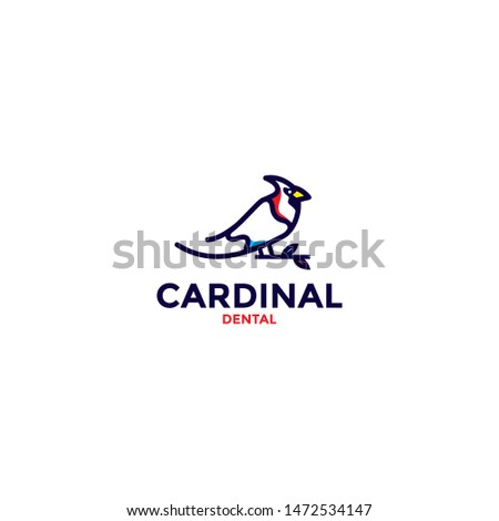 Cardinal bird and dental logo design vector icon illustration inspiration