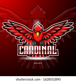 Cardinal bird esport logo mascot  design