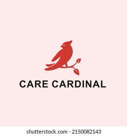 cardinal bird with hand logo design vector silhouette illustration