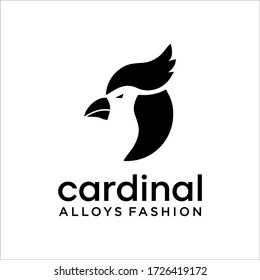 Cardinal Bird Head Animal Logo Design Vector