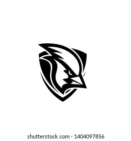 cardinal bird head black white mascot logo icon designs vector illustration