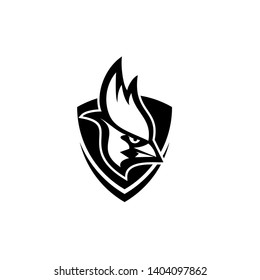 cardinal bird head black white mascot logo icon designs vector illustration