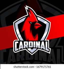 cardinal bird head mascot esport logo 