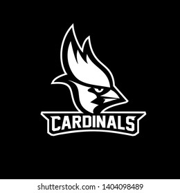 cardinal bird head mascot white color on black background logo icon designs vector illustration