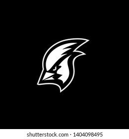 cardinal bird head mascot white color on black background logo icon designs vector illustration