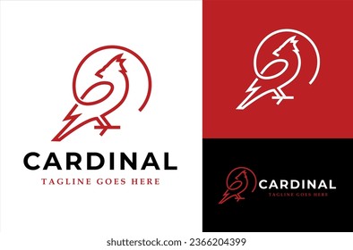 Cardinal Bird Illustration Modern Bird Logo Design Template Vector Symbol