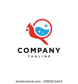 Cardinal Bird Laundromat logo icon Vector Plantilla.eps