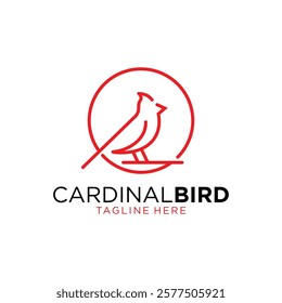 Cardinal Bird Logo Design. Simple and Modern. Vector illustration