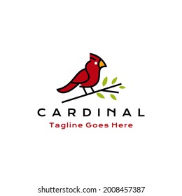 Cardinal Bird Logo Design Vector Illustration