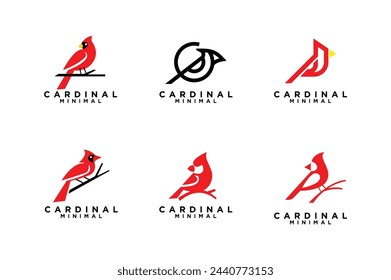 icono de logotipo de pájaro cardinal ilustración vectorial plantilla diseño