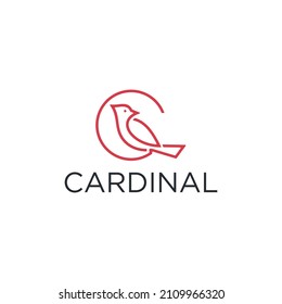 cardinal bird logo, illustration of animal shapes with simple line styles.