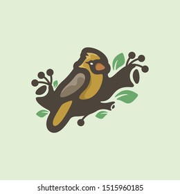 cardinal bird logo vector design line art