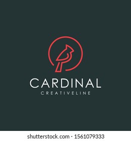 cardinal bird logo, vector illustration of animal shapes with simple line styles