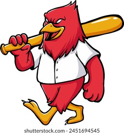 cardinal bird mascot baseball illustration