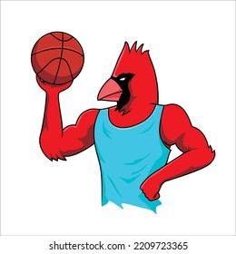 cardinal bird mascot design illustration. redbird character vector for business.