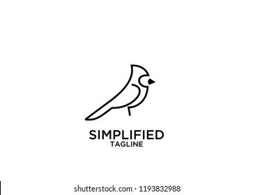 Cardinal Bird Mono Line Logo Icon Designs Vector