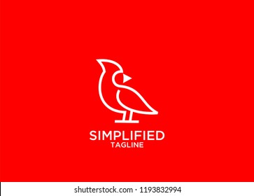 cardinal bird mono line logo icon designs vector