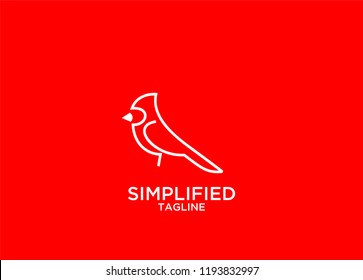 cardinal bird mono line logo icon designs vector