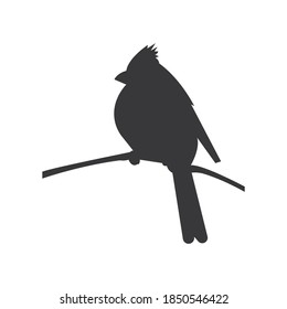 Cardinal bird on a branch silhouette vector on a white background