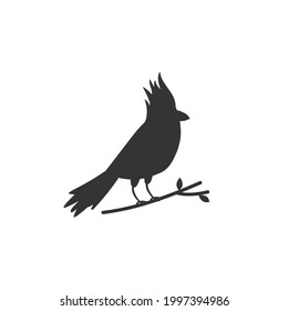 Kardinalvogel, schwarze Silhouette, Vektorgrafik auf weißem Hintergrund