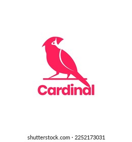 cardinal bird perched looking food exotic animal feather logo design vector icon illustration template