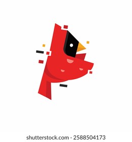 cardinal bird pixel logo design minimalist style