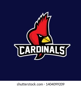 cardinal bird  red color head mascot logo icon designs vector illustration