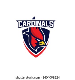 cardinal bird  red color head mascot logo icon designs vector illustration