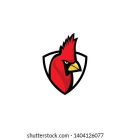 cardinal bird red color head mascot logo icon designs vector illustration