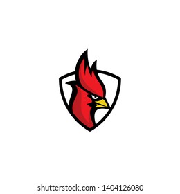 cardinal bird red color head mascot logo icon designs vector illustration