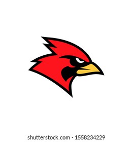 Cardinal Bird Red Logo With Black Background Icon Design Vector