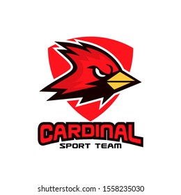 cardinal bird red logo with black background icon design vector