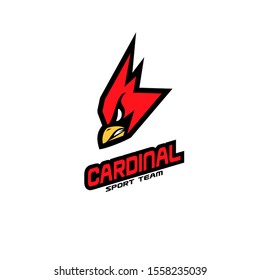 cardinal bird red logo with black background icon design vector