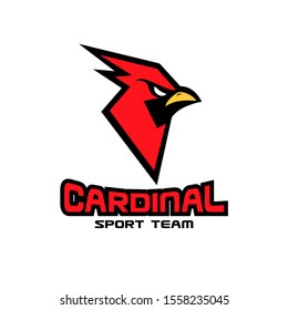 cardinal bird red logo with black background icon design vector